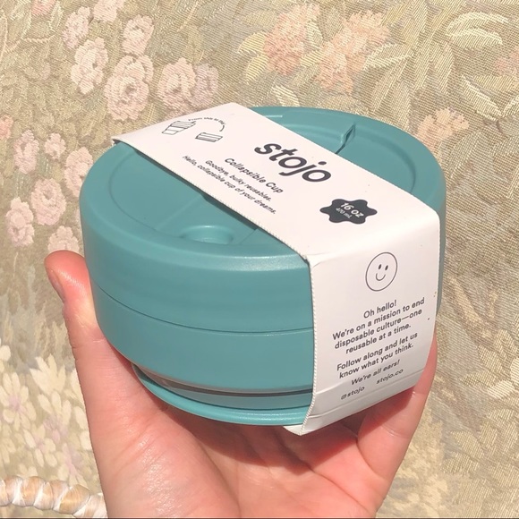 Stojo Collapsible Cup Biggie 16oz/470ml in color Eucalyptus Blue - Picture 2 of 6